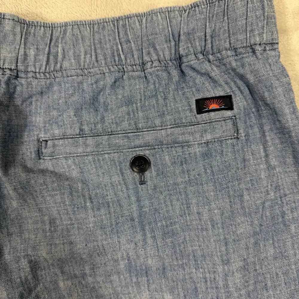 Faherty Mens XL Blue Chambray Drawstring Shorts Elastic Waist Casual Beach